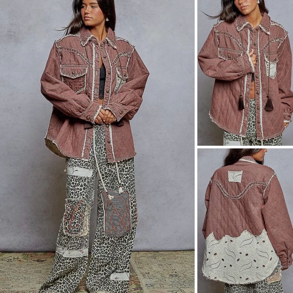 NEW 26 collection : “The Liza”Quilted Jacket Western Bohemian Shirt Jackst